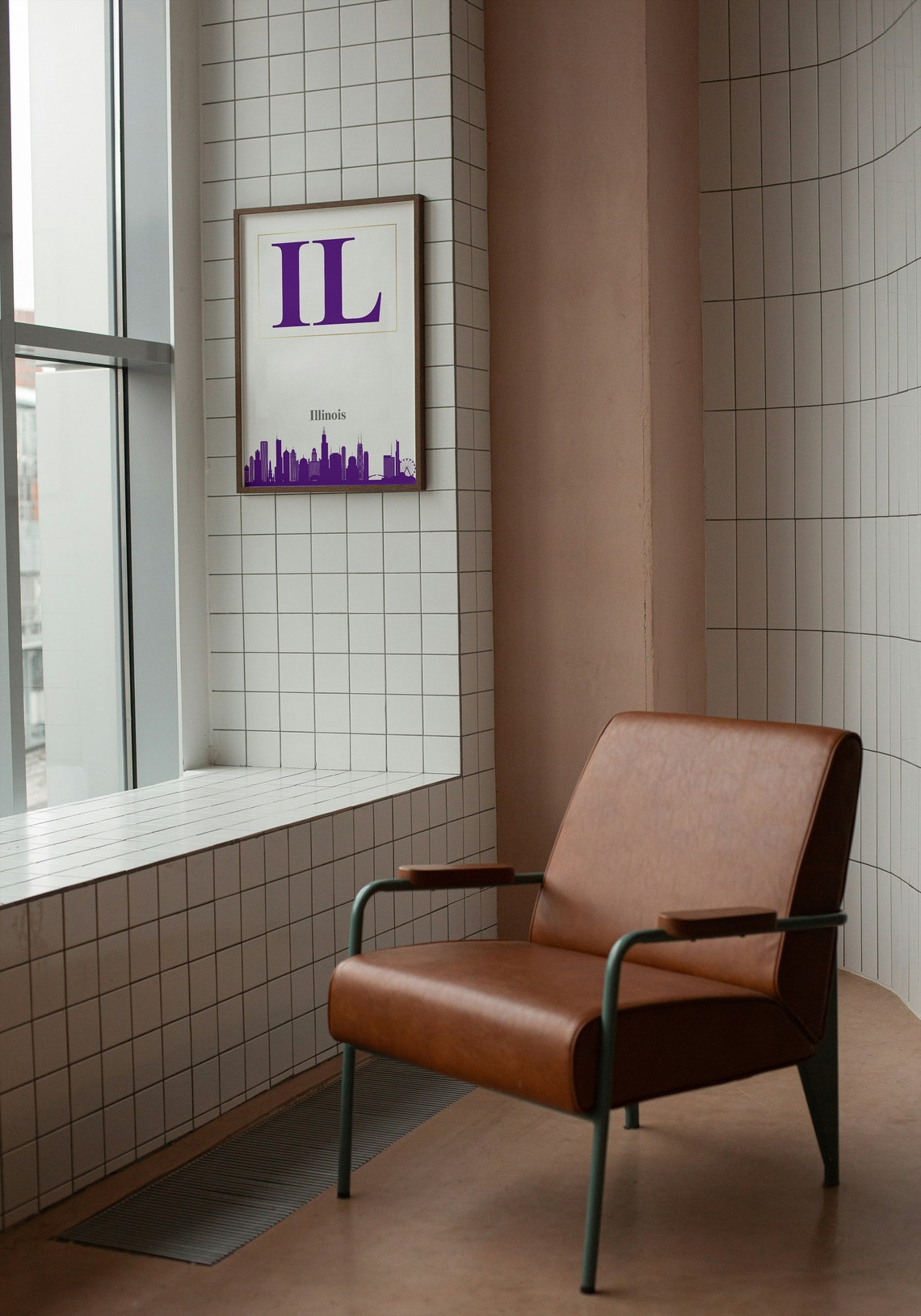 Illinois IL Purple Typography Skyline Silhouette State Pride Poster - Image 2