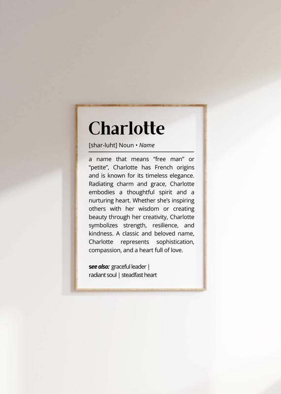 Charlotte Name Definition Wall Art Personalized Elegant Name Meaning Timeless Gift For Her Mothers Friends Or Collegues Home Decor