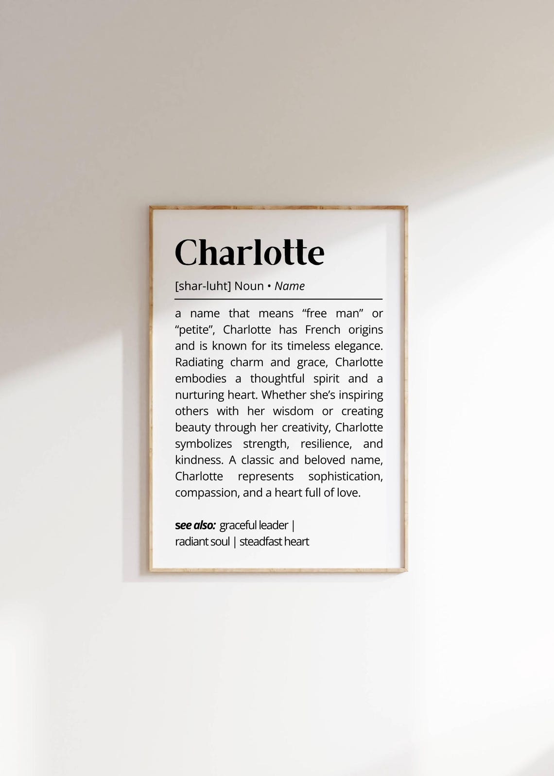 Charlotte Name Definition Dictionary Meaning Personalized Poster