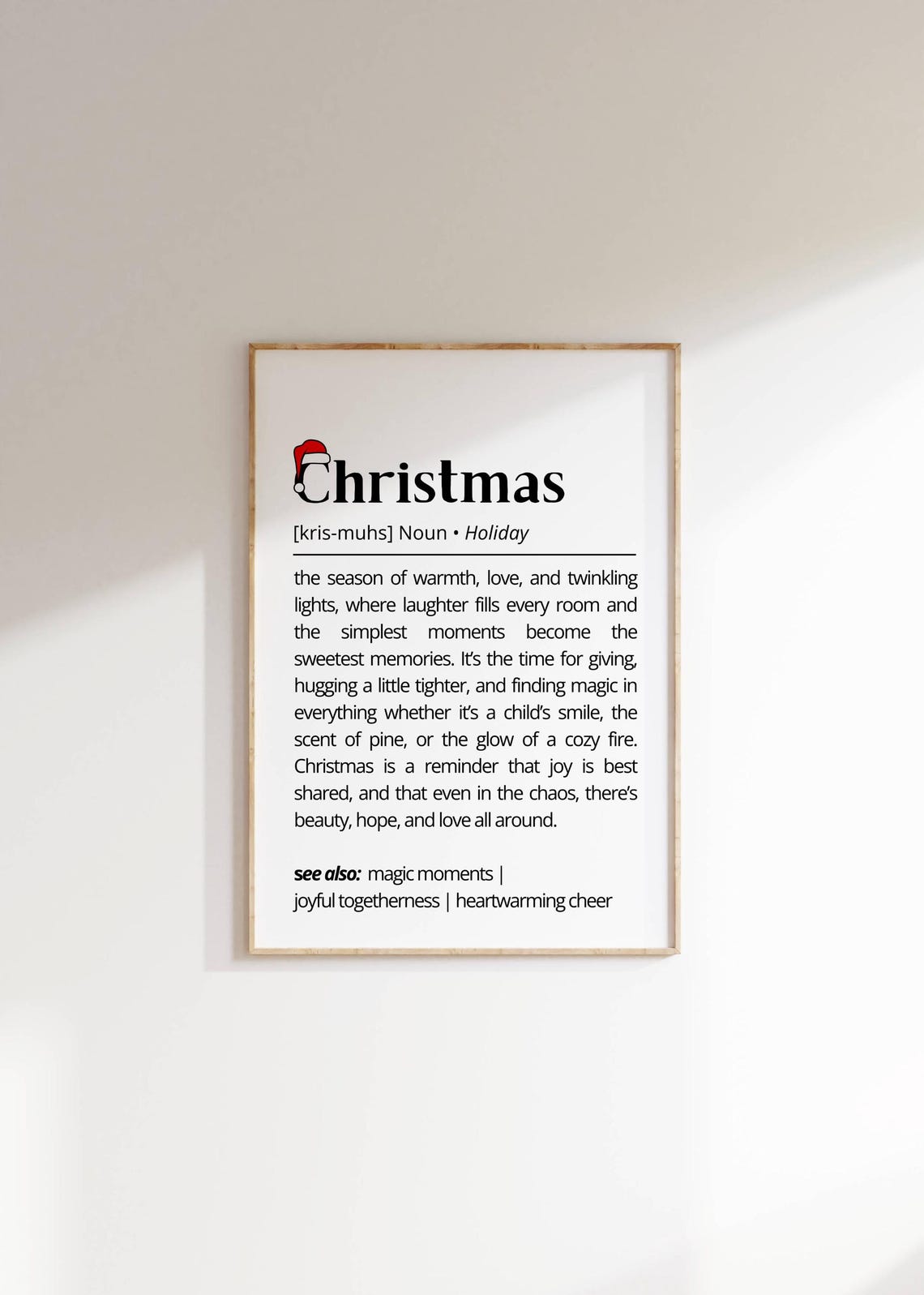 Christmas Holiday Dictionary Definition Santa Hat Minimalist Poster