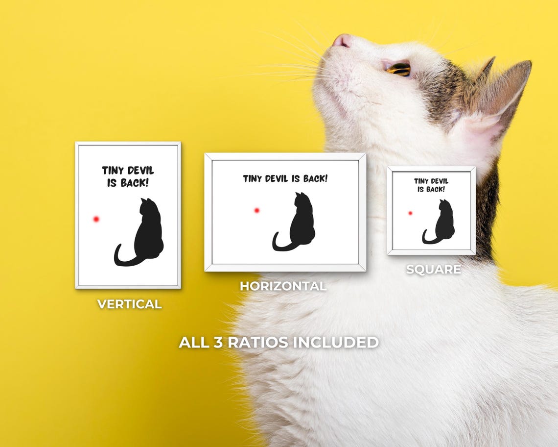 Tiny Devil Is Back Funny Black Cat Minimalist Laser Dot Humor Poster - Image 3