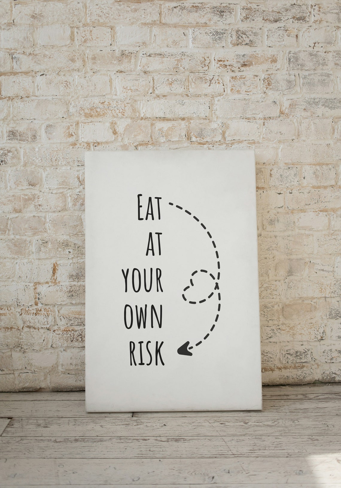 Eat at Your Own Risk Warning Funny Kitchen Typography Poster - Image 3