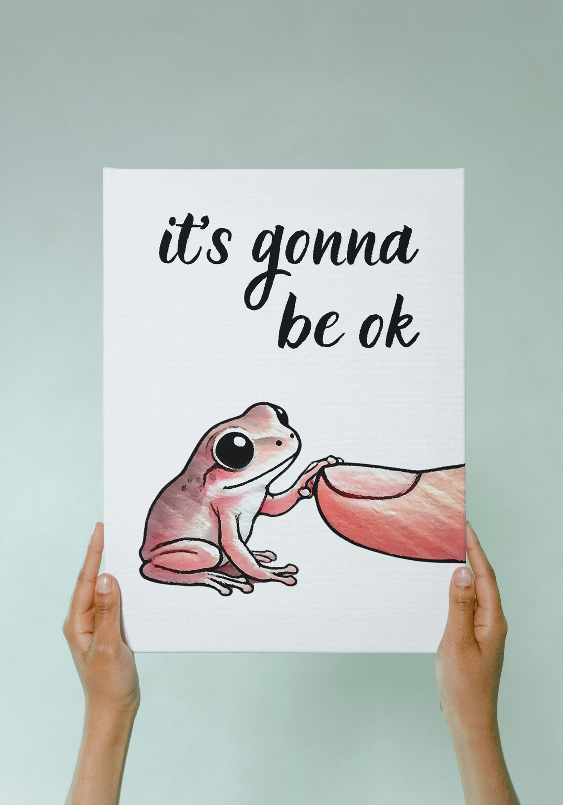 Its Gonna Be Ok Cute Frog Finger Thumb Comfort Quote Animal Poster - Image 2