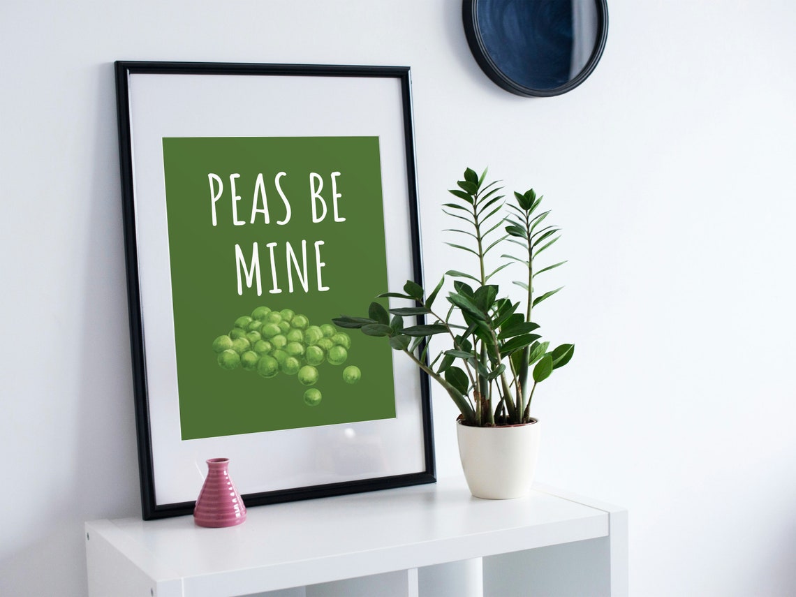 Peas Be Mine Funny Pun Quote Green Peas Cute Kitchen Wall Poster - Image 3