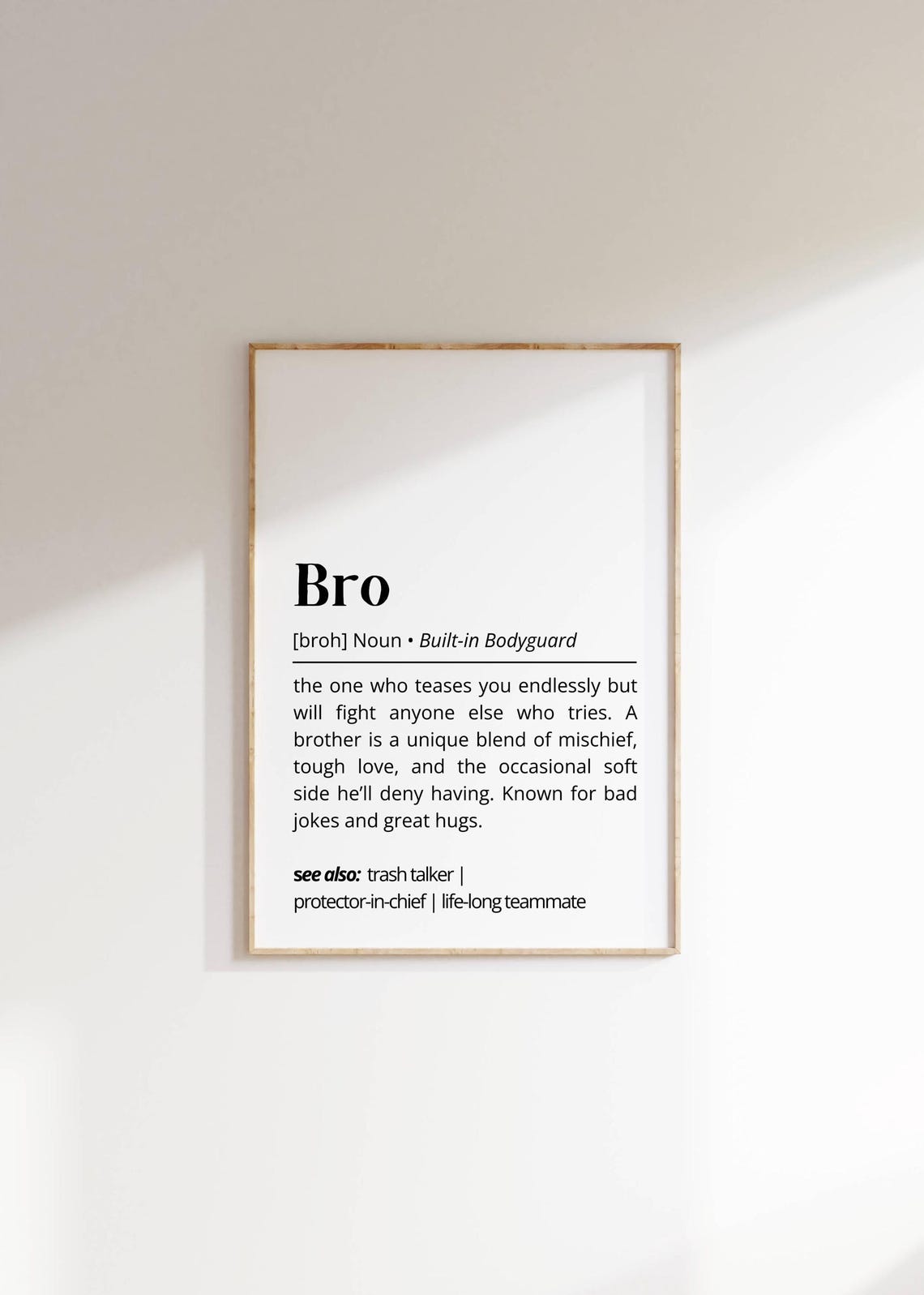 Bro Definition Wall Art Personalized Gift Poster Gift For Brothers Humorous Minimalist Typography Art Decor Family Prints