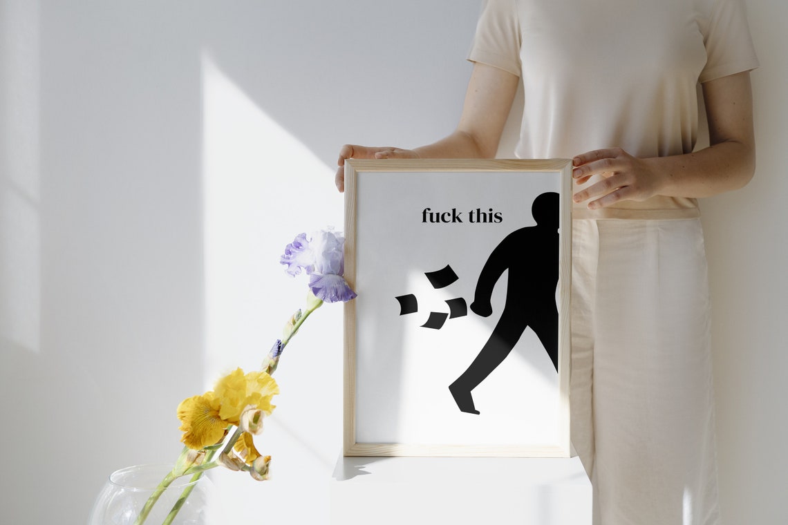 Fuck This Walking Away Silhouette Sassy Funny Quote Wall Poster - Image 3
