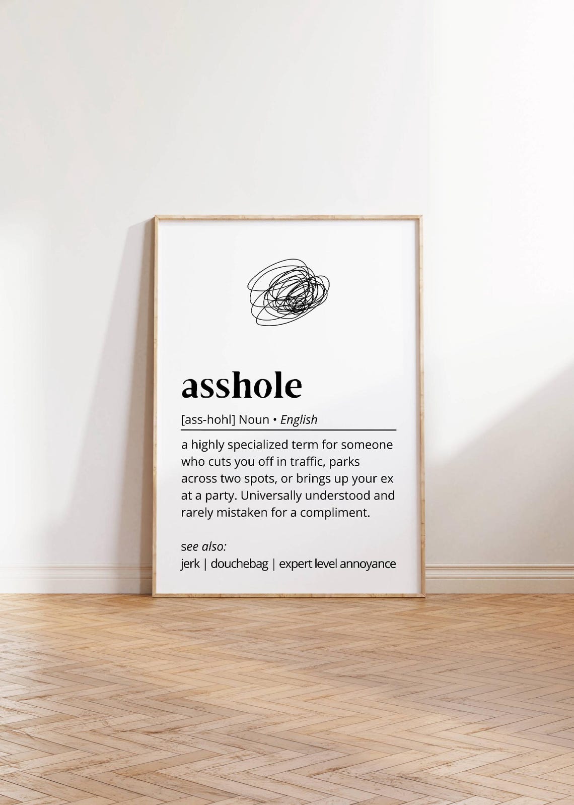 Asshole Funny Dictionary Definition Poster Minimalist Quote Decor Art - Image 3