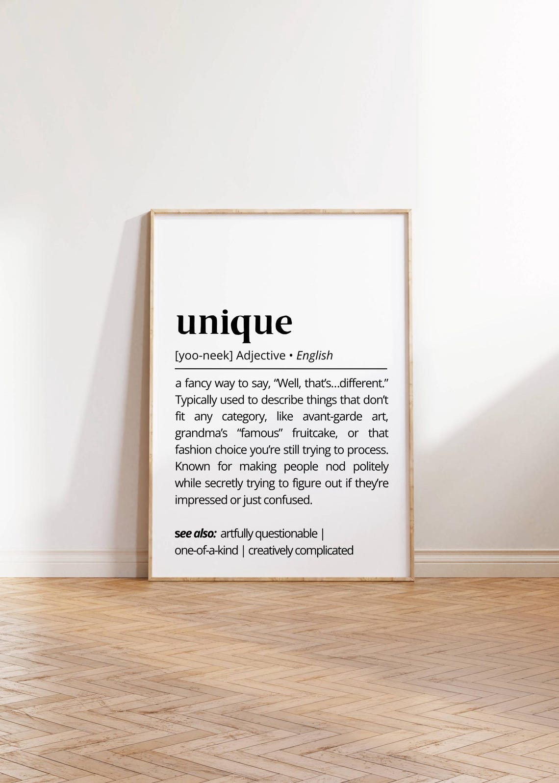 Unique Funny Definition Print Black White Typography Humor Art - Image 2