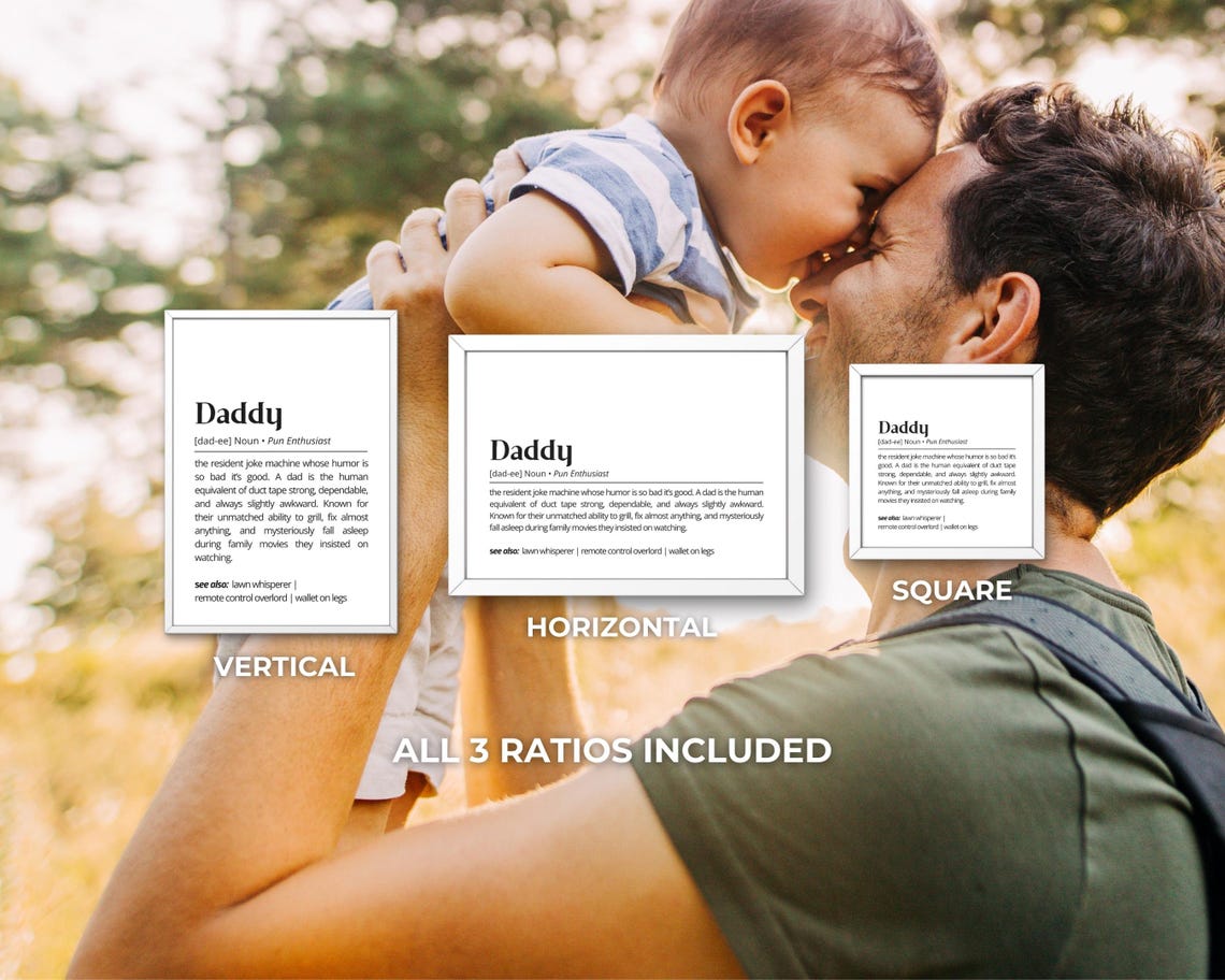 Daddy Definition Wall Art Warm Funny Poster Gift For Dad Humorous Typography Personalized Gift For Him Minimalist Custum Dad Decor - Image 3