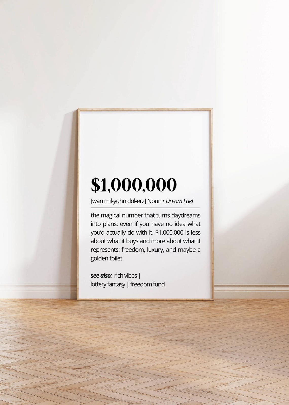 One Million Dollar Funny Dictionary Definition White Money Print - Image 4