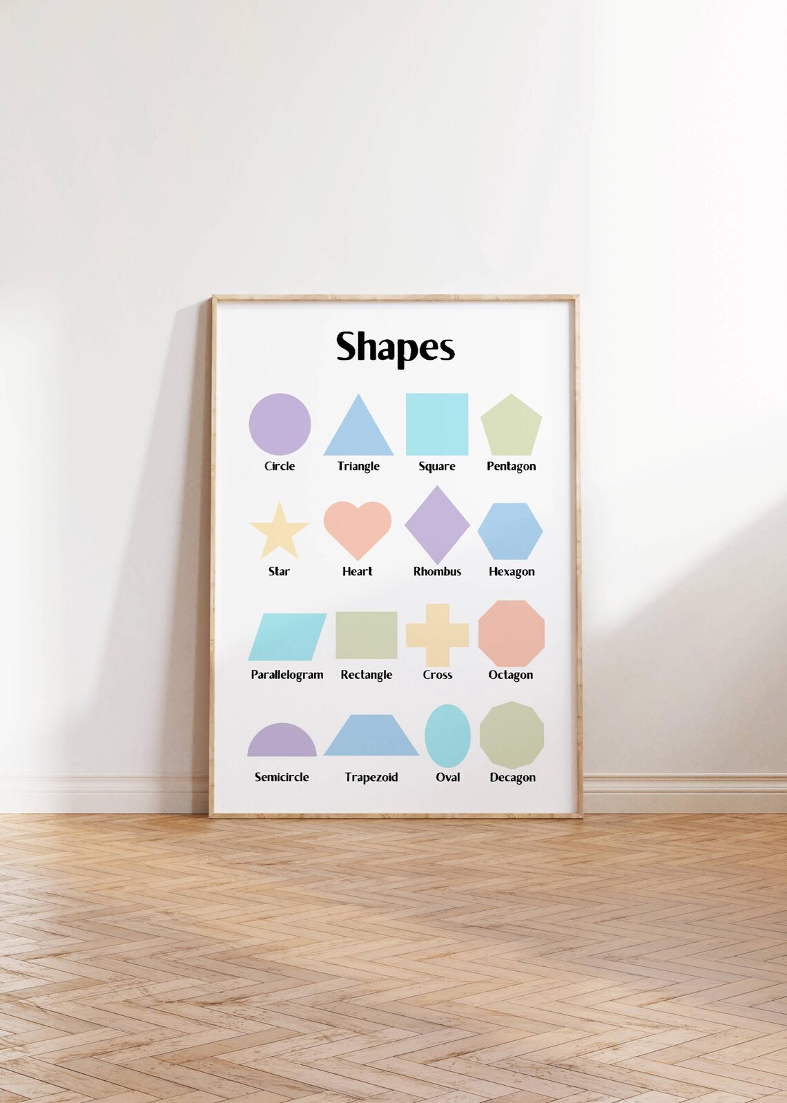 Shapes Learning Chart Poster For Kids With 16 Colorful Geometric Shapes - Image 2