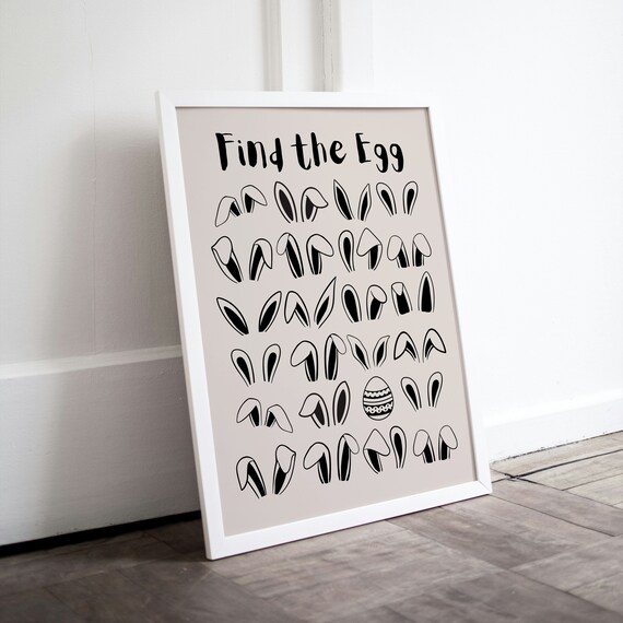 Find The Egg Hidden Egg Bunny Ears Easter Party Game Wall Poster