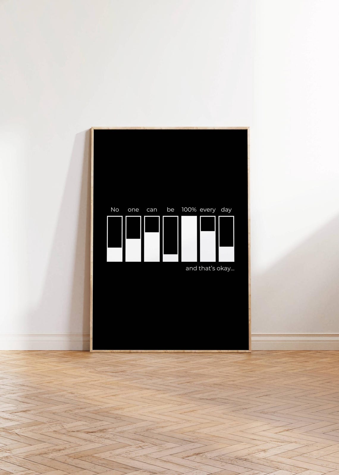 No One Can Be 100 Percent Every Day Mental Health Quote Black Poster - Image 2
