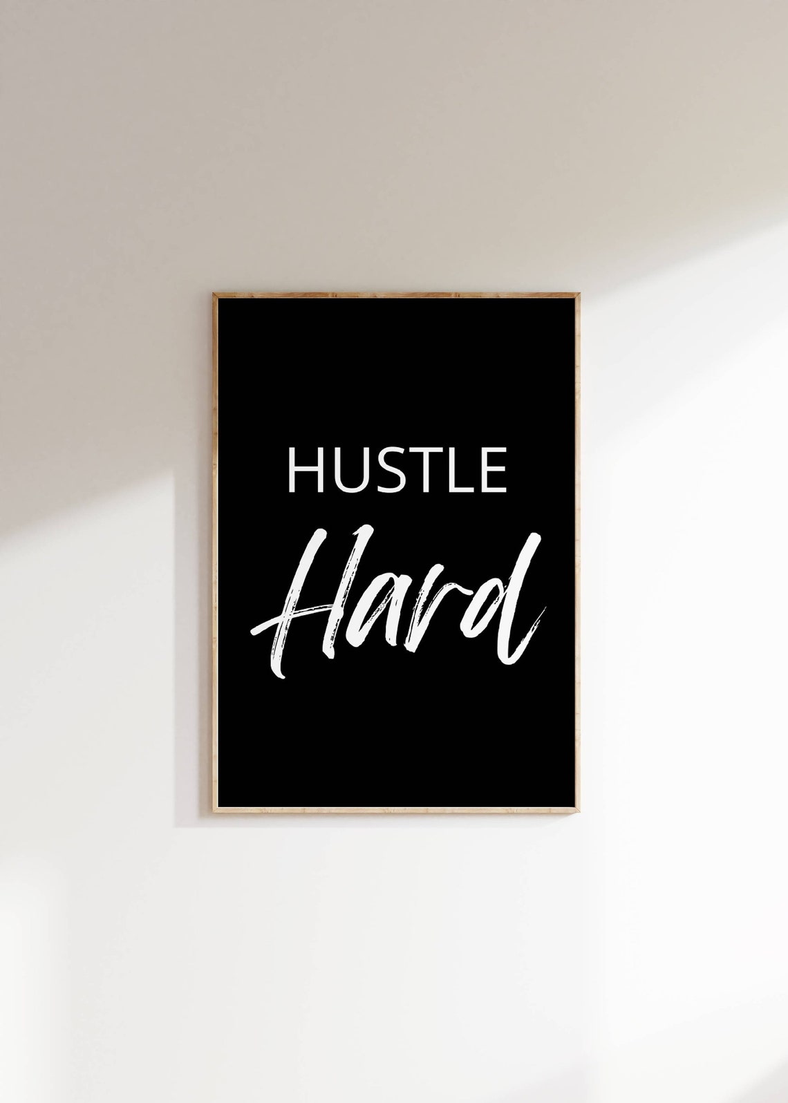 Hustle Hard Black Script Typography Motivational Office Wall Poster - Image 2