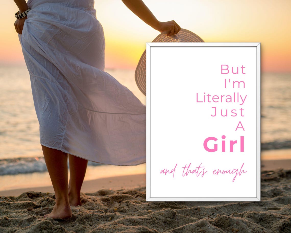 But Im Literally Just A Girl Quote Poster Pink Text Minimalist Decor - Image 2