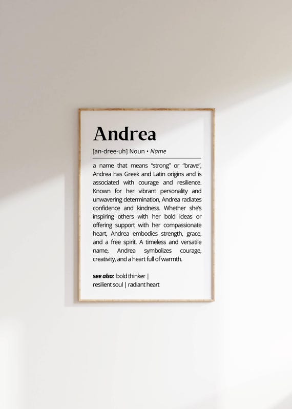 Andrea Name Definition Art Print, Personalized Typography
