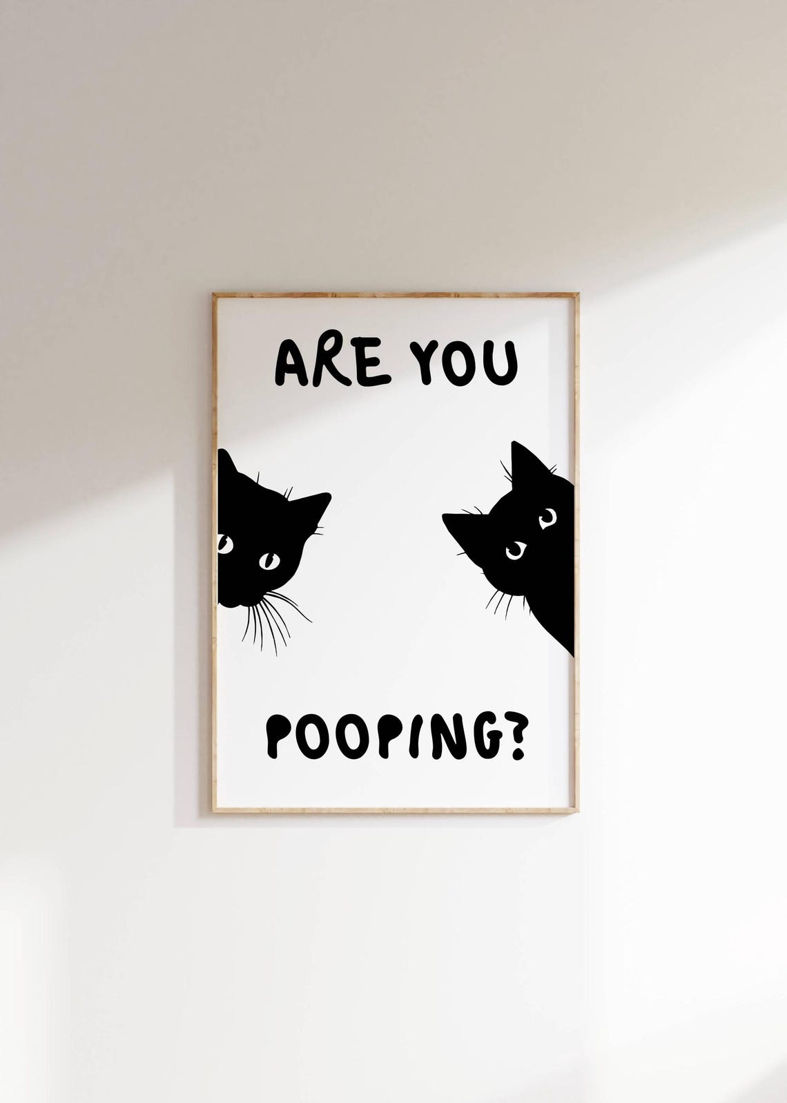 Are You Pooping Silly Black Cat Bathroom Humor Peek Funny Poster - Image 2
