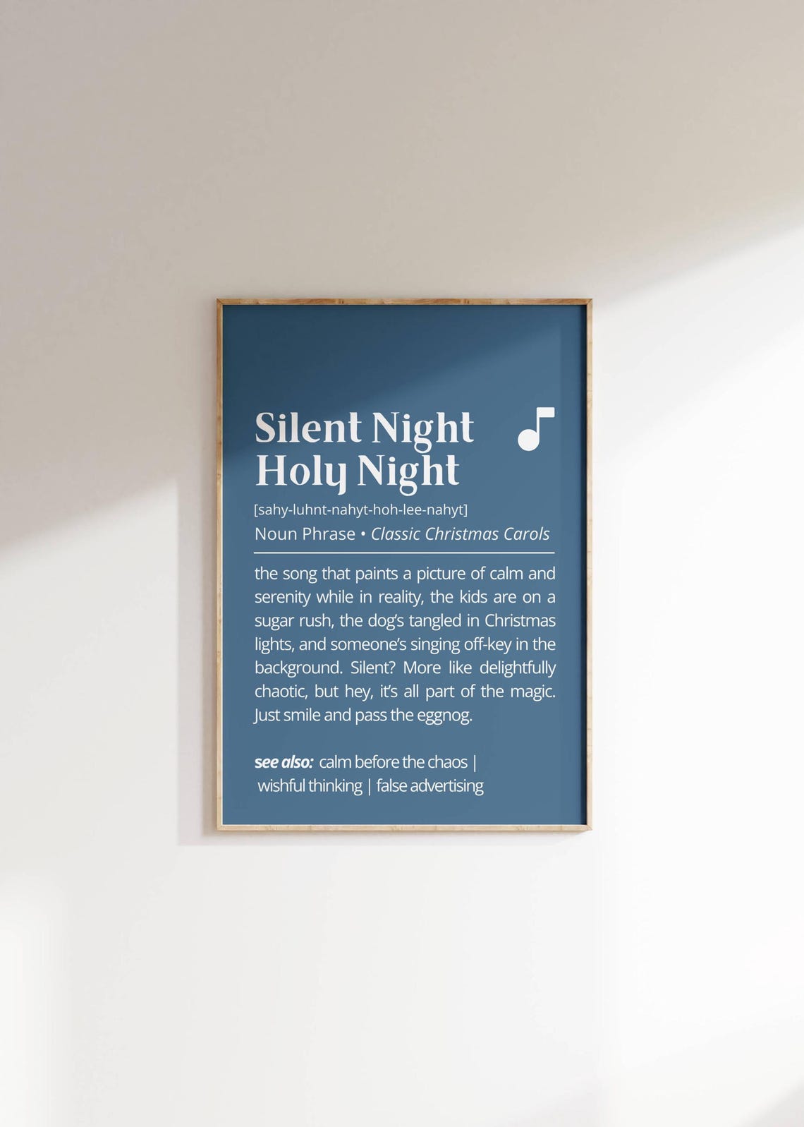 Silent Night Holy Night Funny Christmas Carol Definition Blue Poster