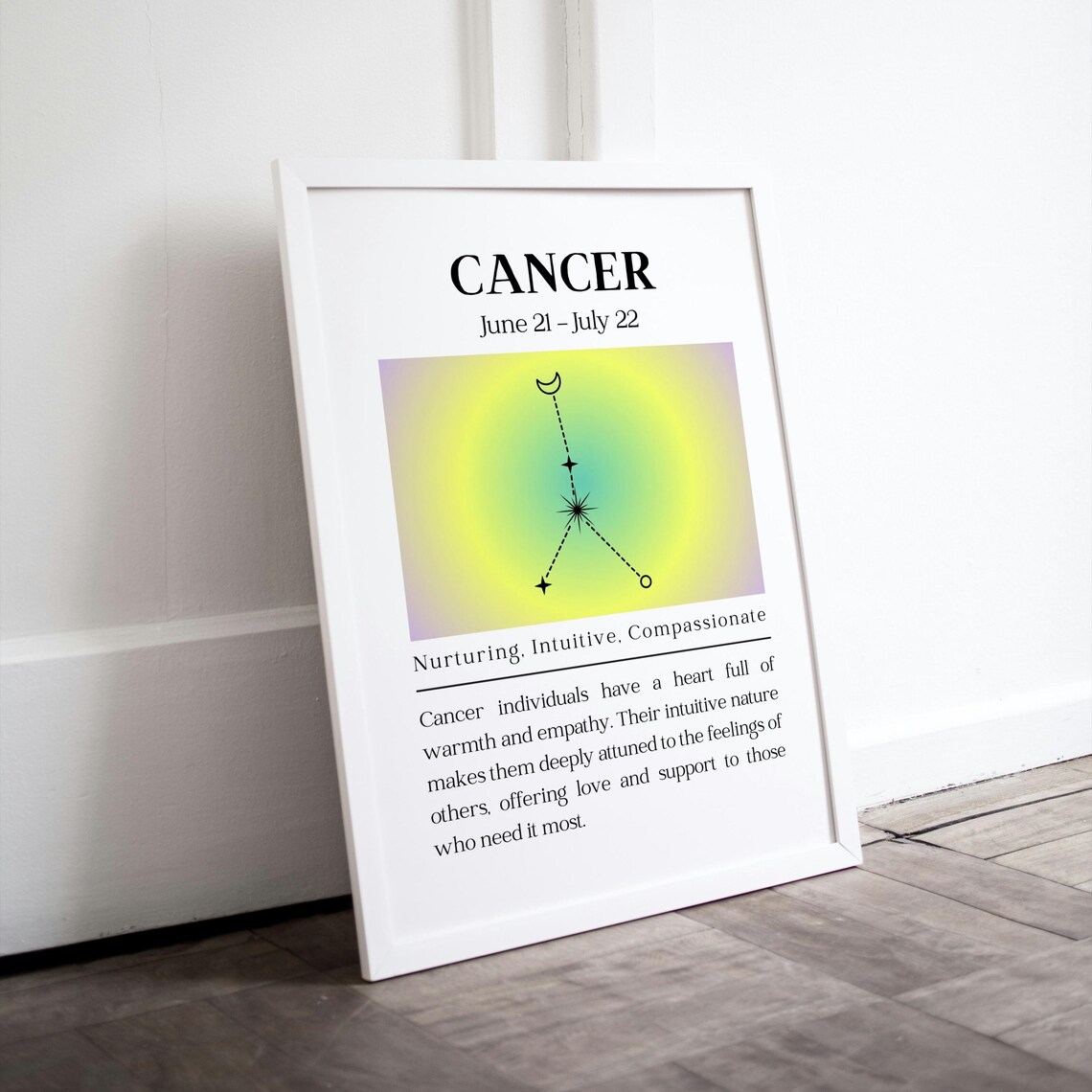 Cancer Zodiac Constellation Star Sign Poster June July Astrology Decor - Image 2