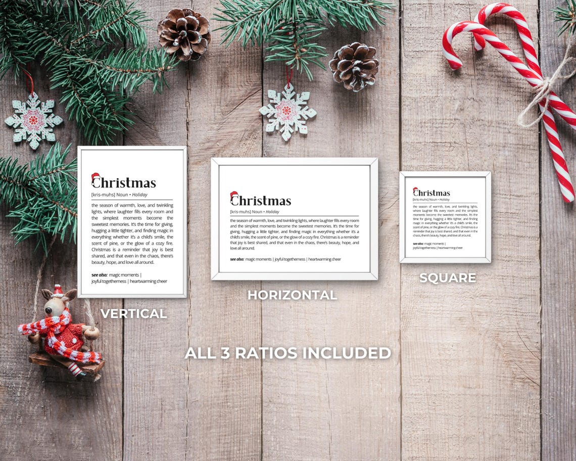 Christmas Holiday Dictionary Definition Santa Hat Minimalist Poster - Image 3
