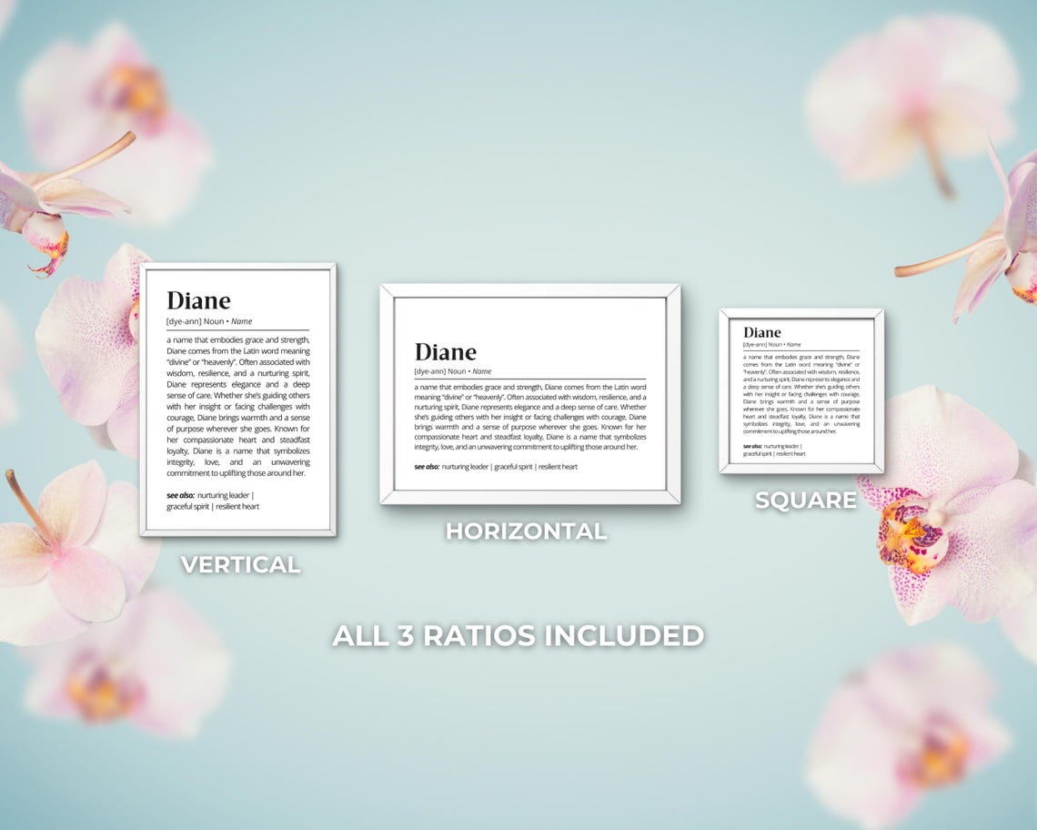 Diane Personalized Name Meaning Dictionary Style Minimalist Poster - Image 3