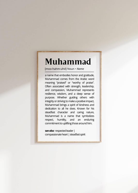 Muhammad Name Definition Wall Art Personalized Inspiration Name Meaning Minimalist Typography Islamic Name Home Decor Gift Idea