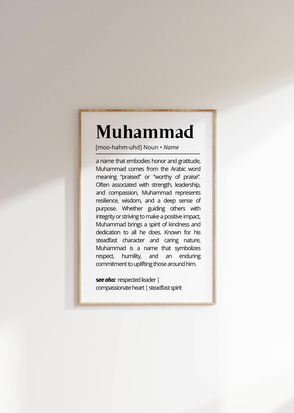 Muhammad Name Definition Wall Art Personalized Inspiration Name Meaning Minimalist Typography Islamic Name Home Decor Gift Idea