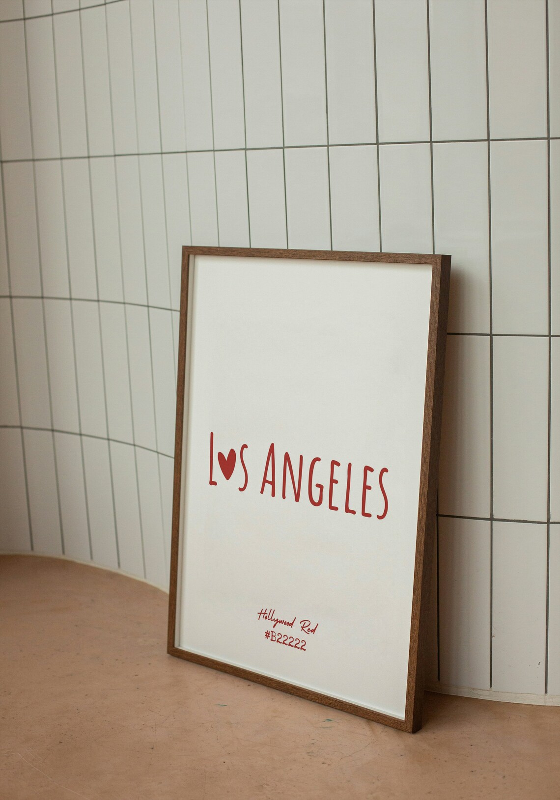 Los Angeles Hollywood Red Heart Typography Minimalist City Poster - Image 2
