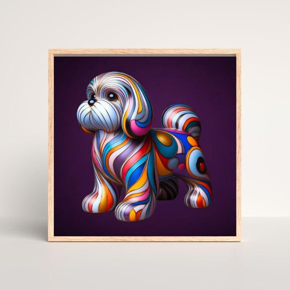 Rainbow Swirl Shih Tzu Puppy Standing Colorful Modern Art Poster - Image 3