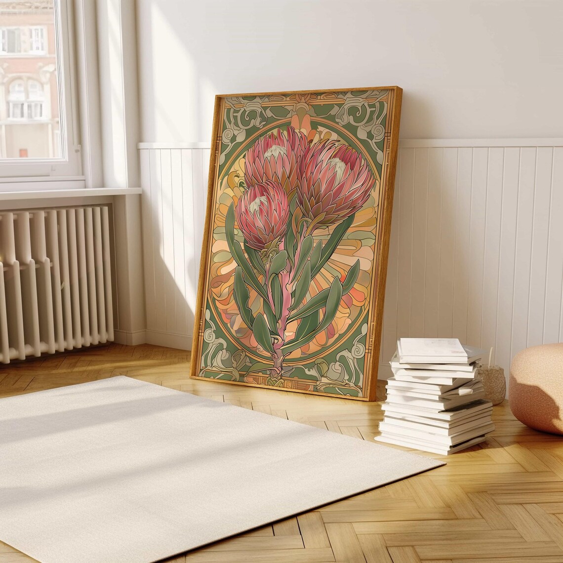 Art Nouveau Floral Protea Flower Botanical Poster - Image 4
