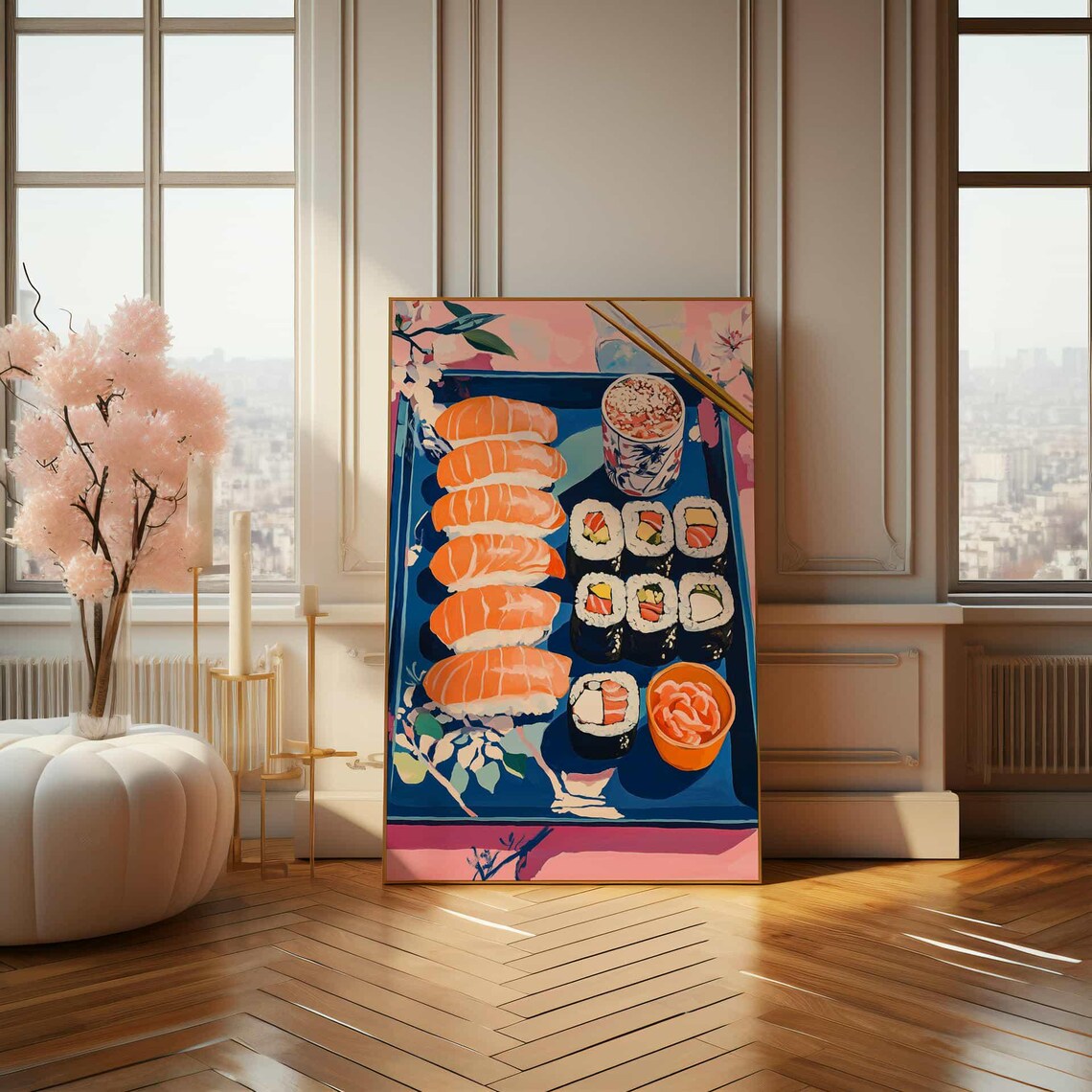 Colorful Sushi Platter Nigiri Maki Rolls Japanese Food Art Poster - Image 4