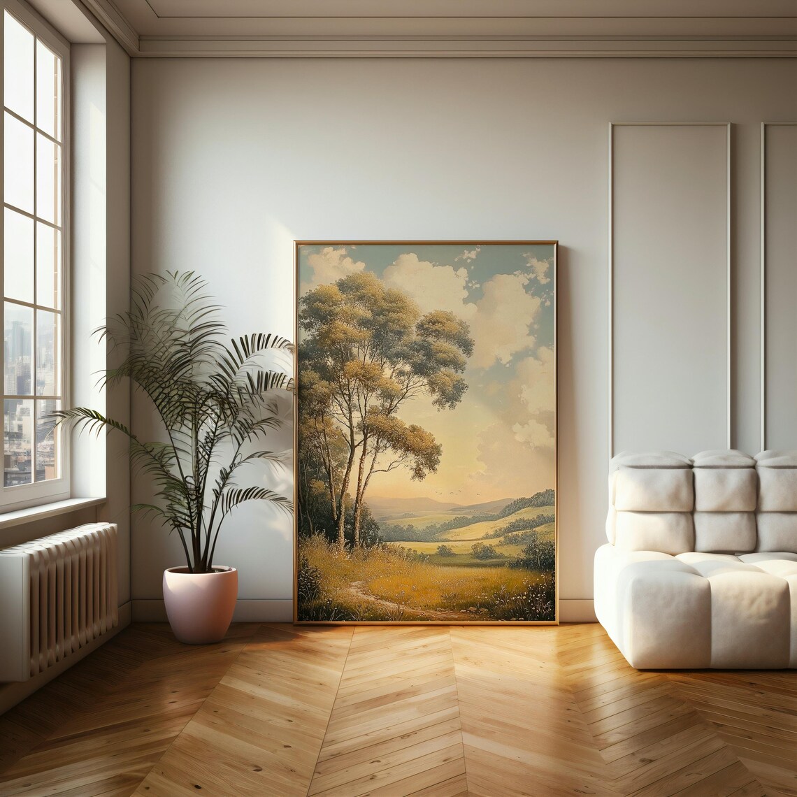 Golden Autumn Countryside With Majestic Oak Tree Landscape Poster - Image 2