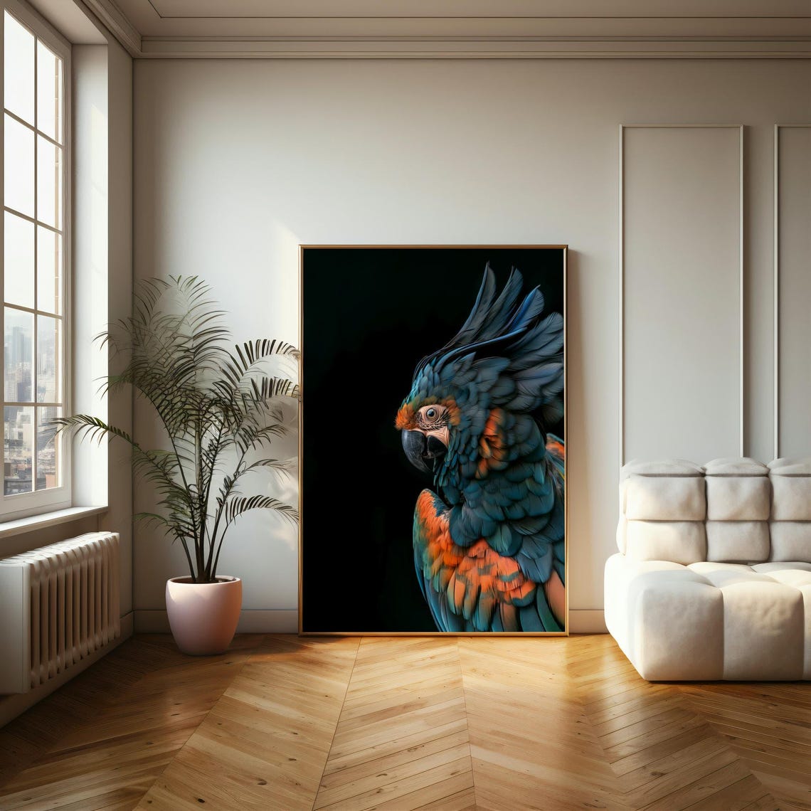 Macaw Parrot Portrait on Black Background Wildlife Art Poster - Image 2