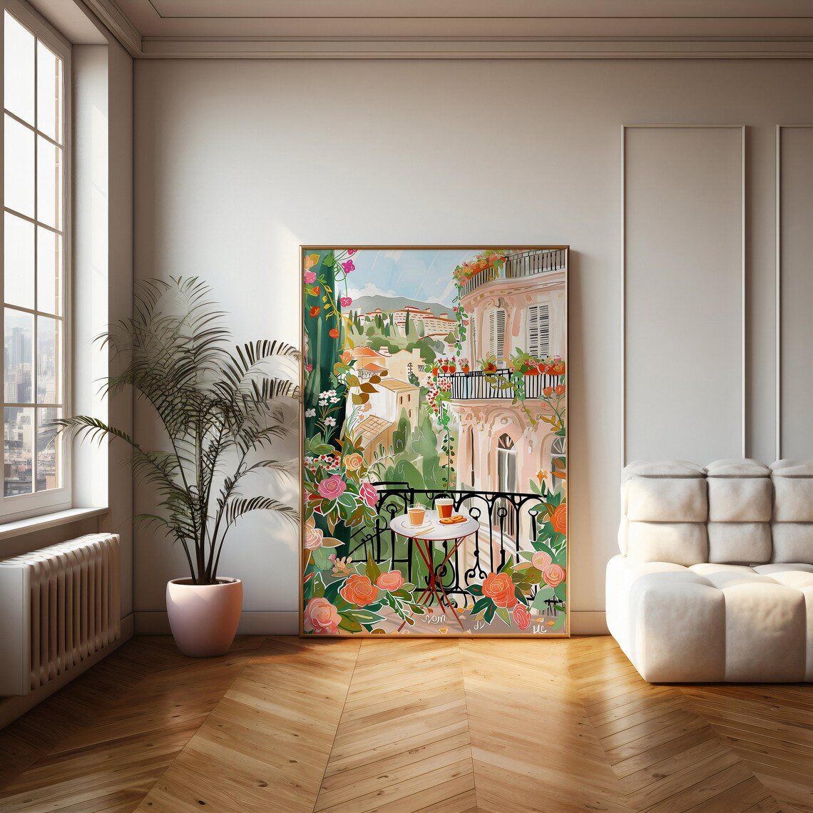 European Balcony, Romantic Italian Cafe Scene Art Print - Image 2