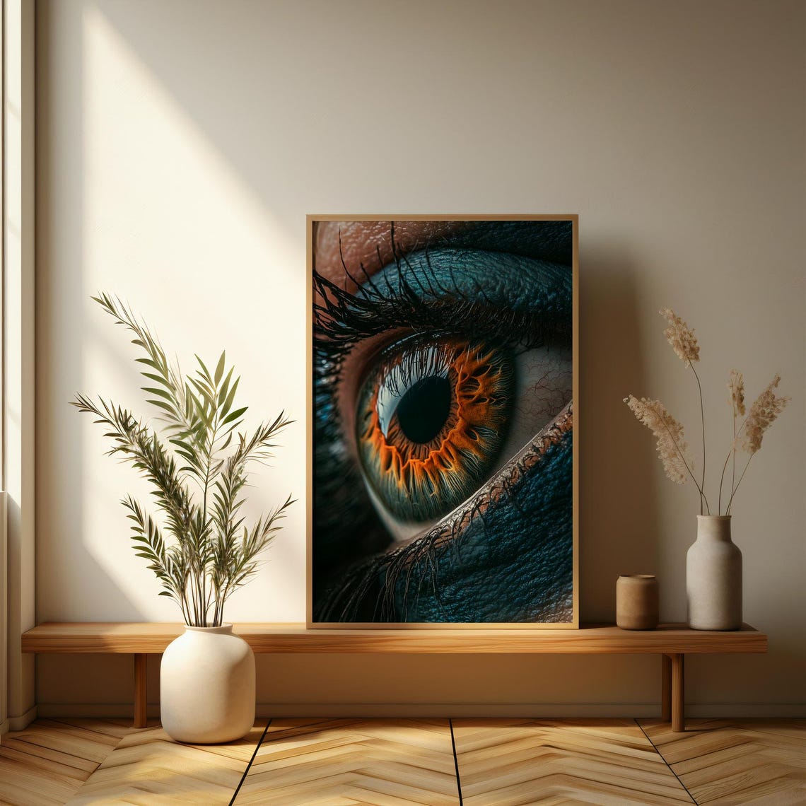 Macro Amber Human Eye Dramatic Close Up Photography Wall Art - Image 3