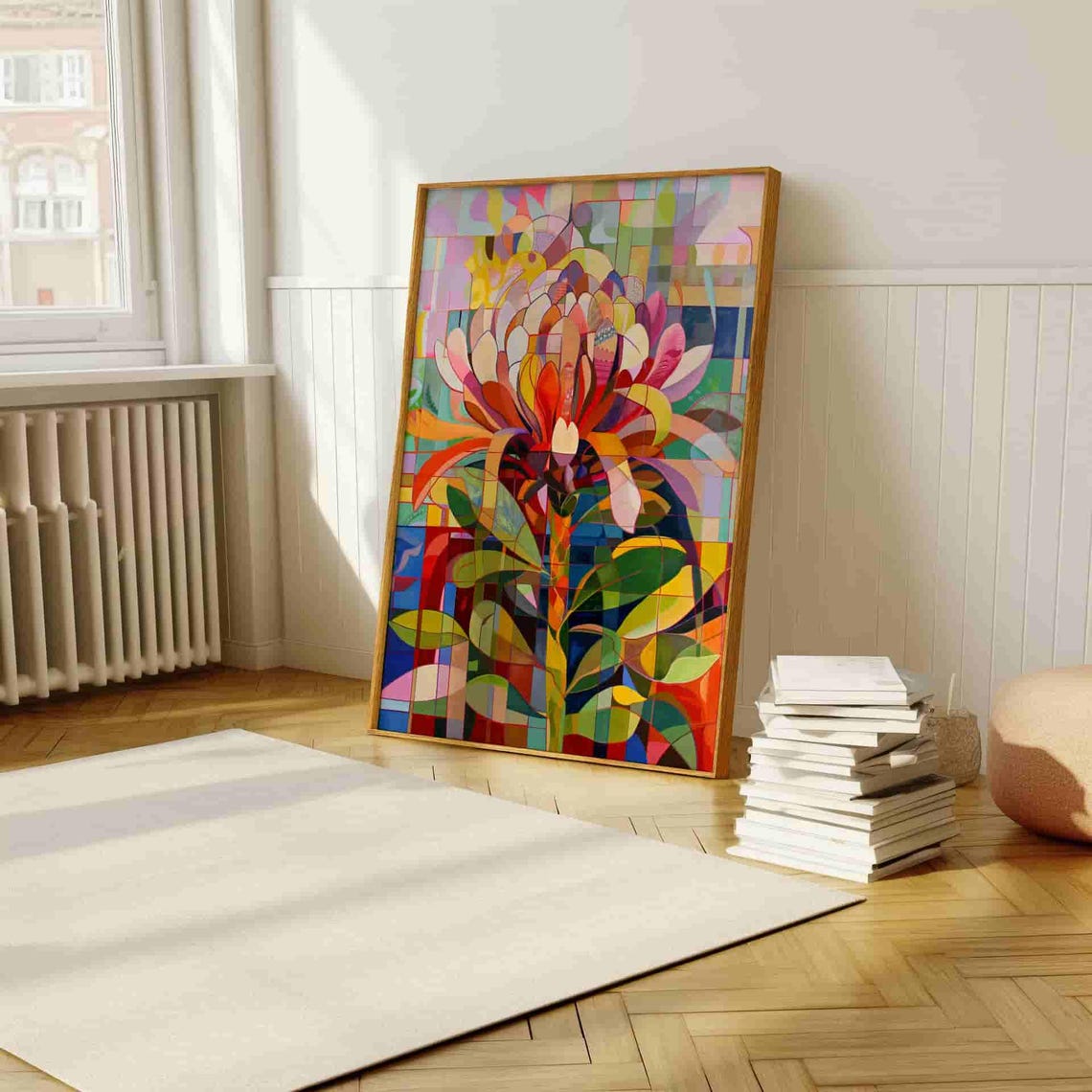 Geometric Mosaic Protea in Pastel Abstract Tile Pattern Art Poster - Image 4