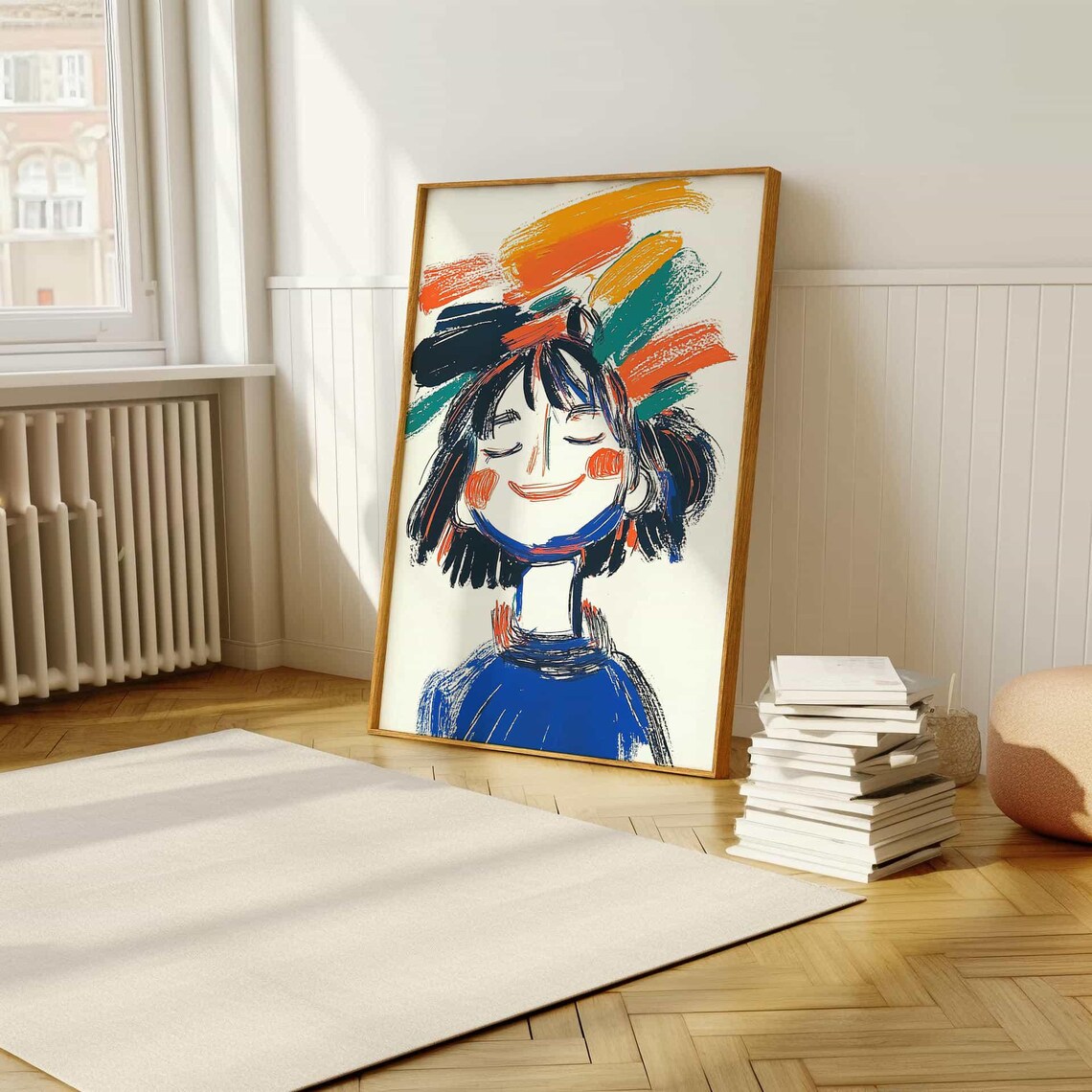 Happy Girl Portrait Colorful Brushstroke Abstract Art Poster - Image 5