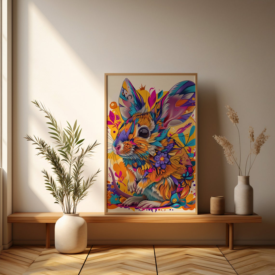 Colorful Psychedelic Rabbit Pop Art With Intricate Patterns Poster - Image 3