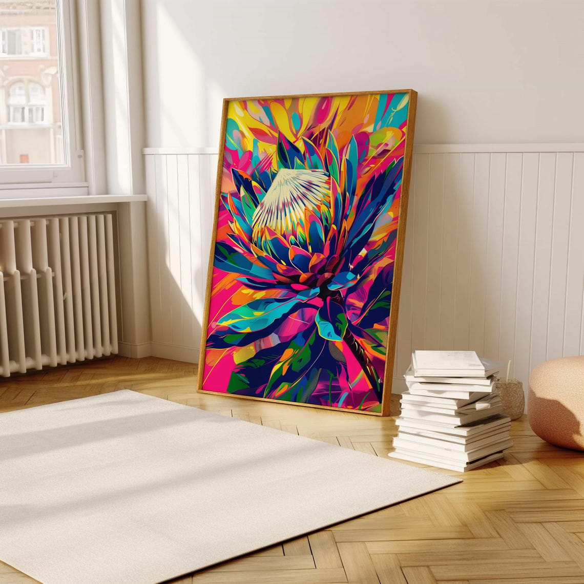 King Protea Bloom in Exploding Bold Rainbow Pop Art Color Poster - Image 5
