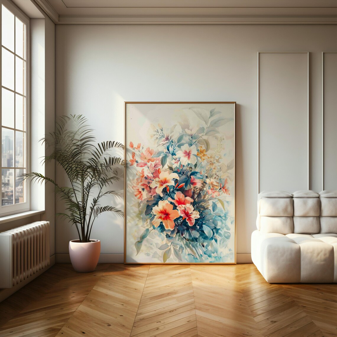 Soft Watercolor Hibiscus Bouquet Dreamy Botanical Pastel Art Print - Image 2