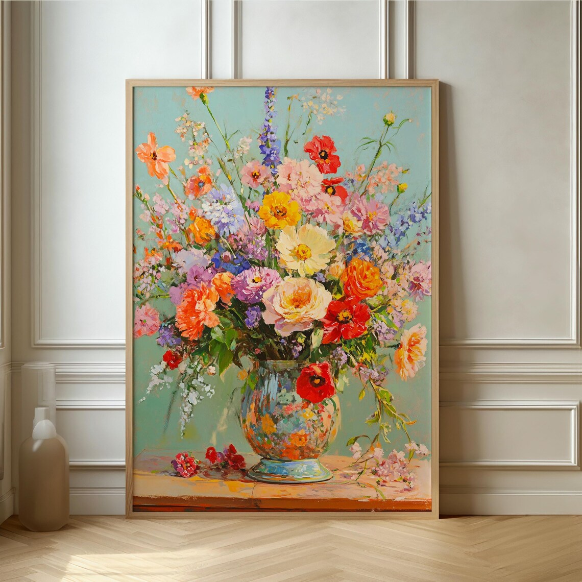 Impressionist Wildflower Bouquet In Vase Pastel Floral Art Poster