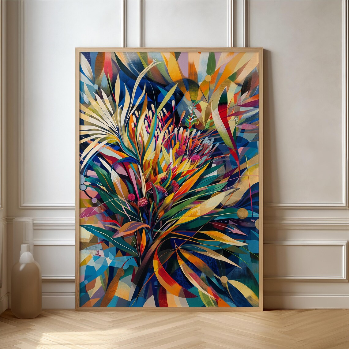 Abstract Tropical Leaves Cubist Geometric Botanical Color Art Print