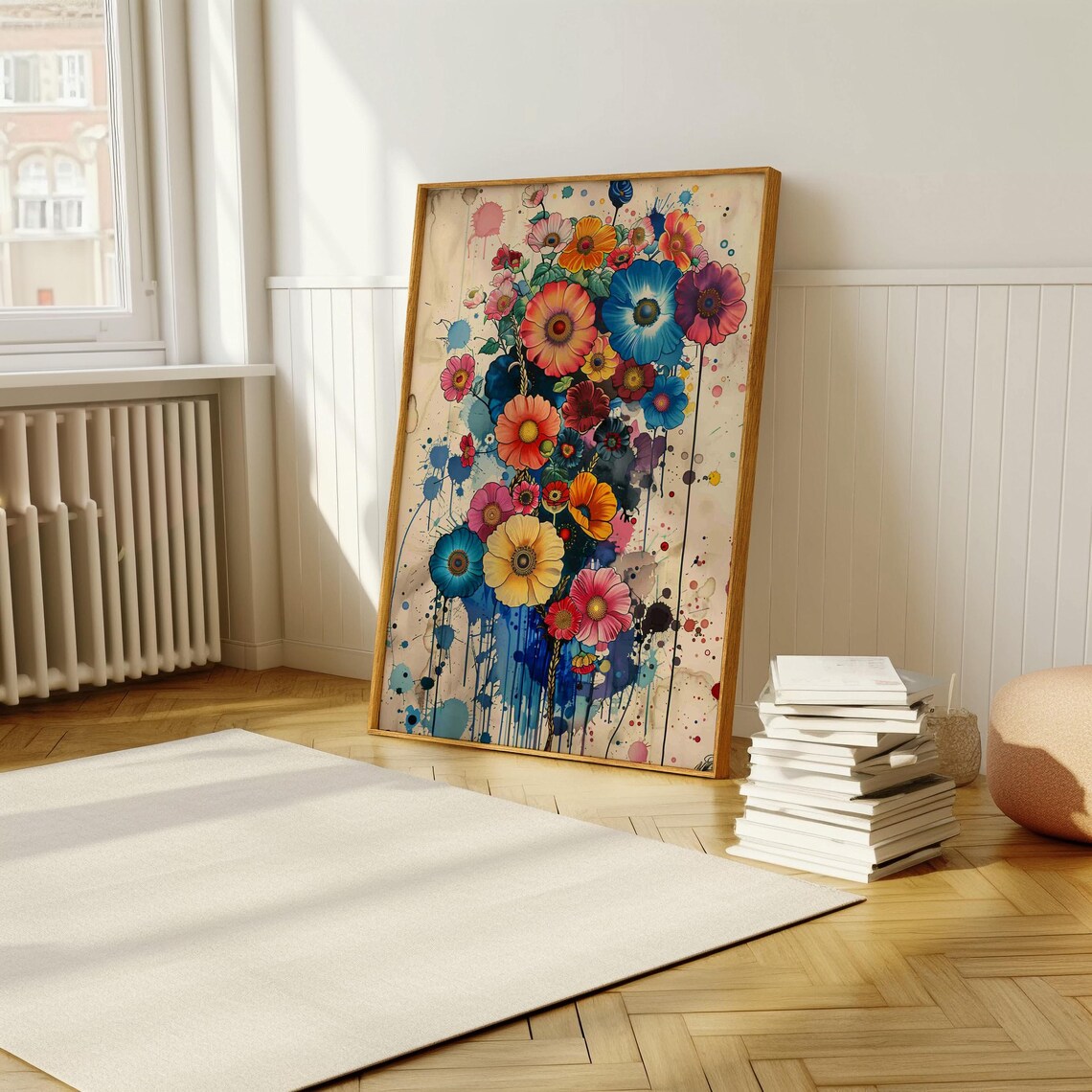 Colorful Wildflower Bouquet Watercolor Splash Floral Art Poster - Image 5