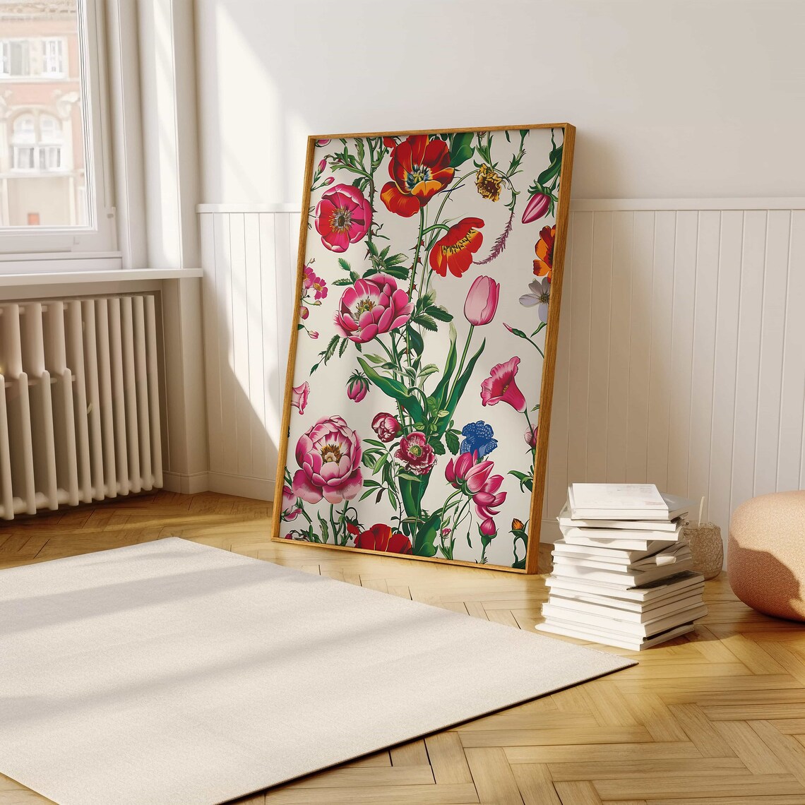 Vibrant Poppies Peonies and Tulips Floral Botanical Art Poster - Image 5
