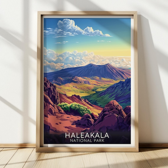 Haleakala National Park Hawaii Volcano Crater Vista Poster Art