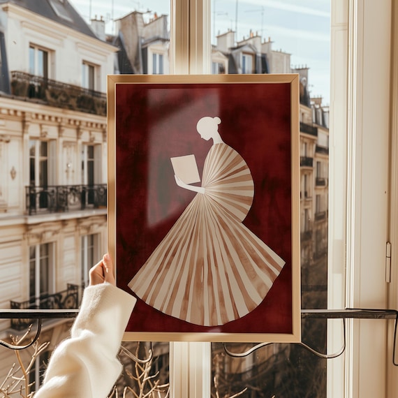 Reading Woman, Minimal Book Lover Art Print