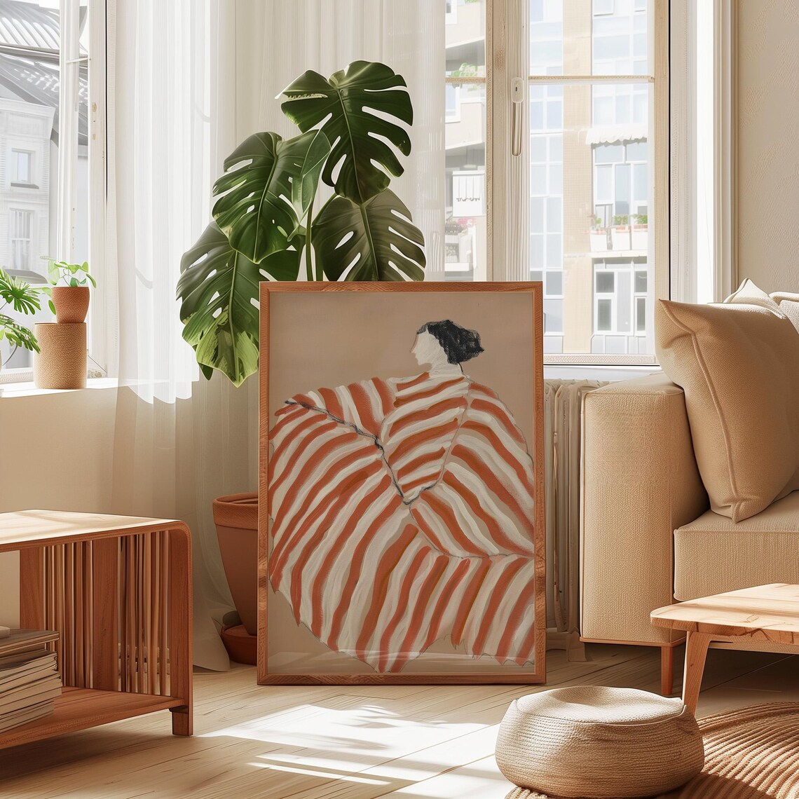 Abstract Woman In Stripes Modern Art Print - Image 4