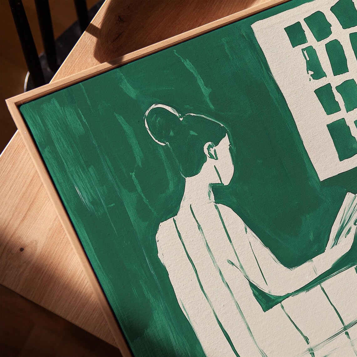 Minimalist Line Art Woman Reading On Toilet, Bathroom - Image 3