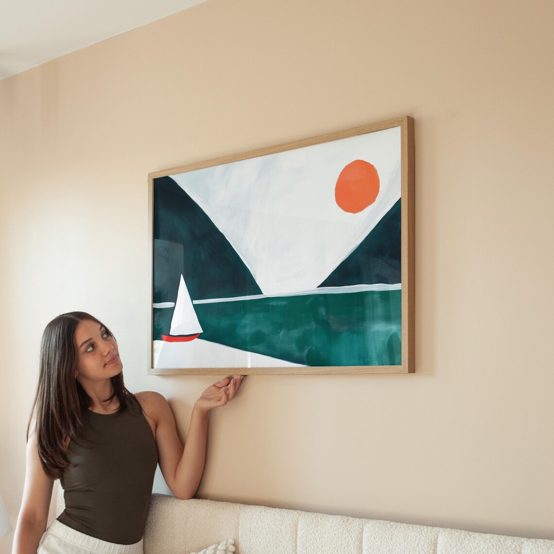 Minimalist Sailboat Art Print, Abstract Coastal Landscape - Image 5