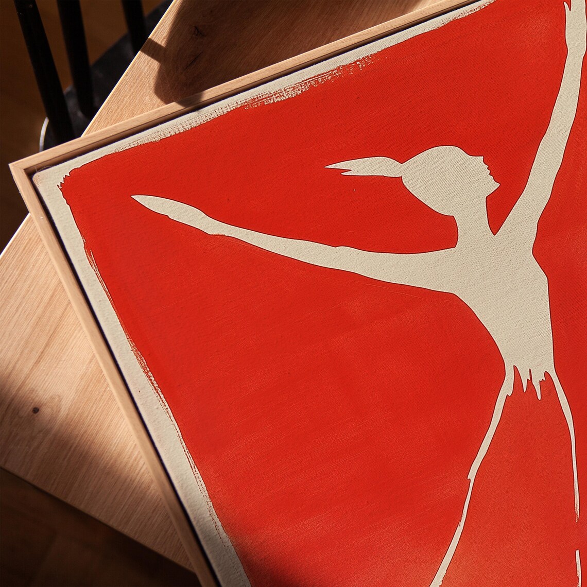 Red Abstract Woman Silhouette, Minimalist Dance Art - Image 2